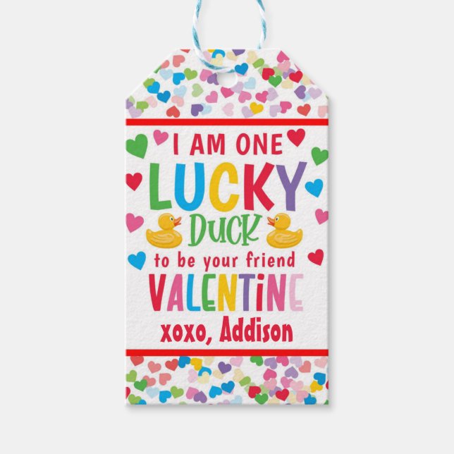 Rubber Duck Valentine Favor Tag (Front)
