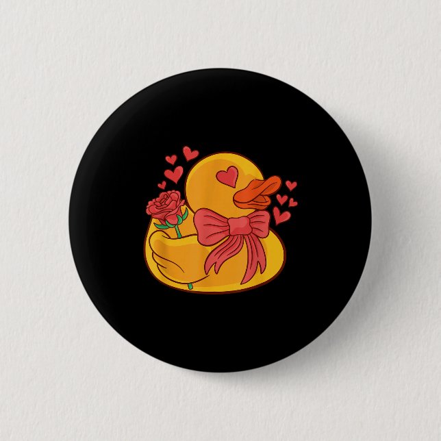 Rubber Duck Valentines Day Rubber Duckie  Button (Front)