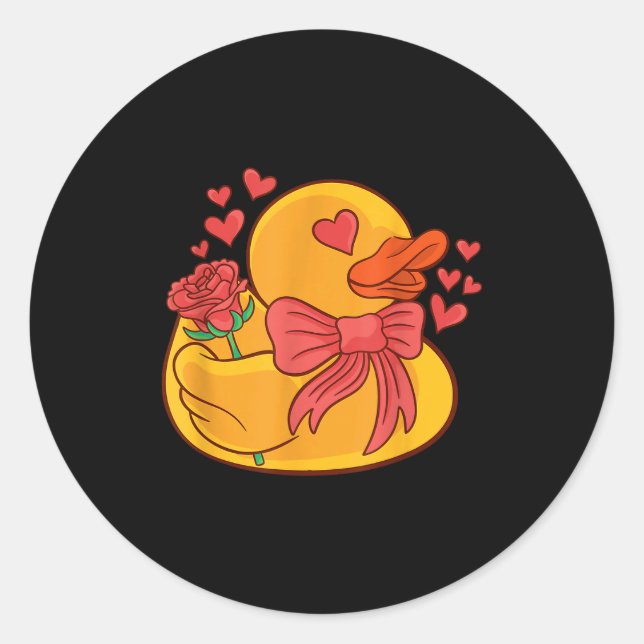 Rubber Duck Valentines Day Rubber Duckie  Classic Round Sticker (Front)
