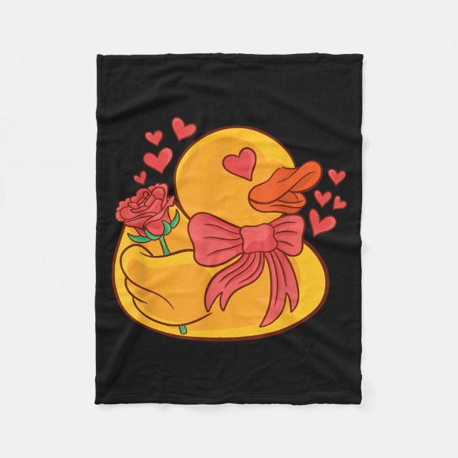 Rubber Duck Valentines Day Rubber Duckie  Fleece Blanket (Front)