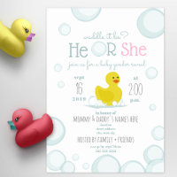 Rubber Duck Waddle It Be Baby Gender Reveal Invitation