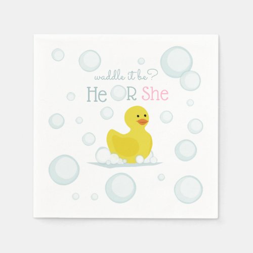 Rubber Duck Waddle It Be Gender Reveal Napkins