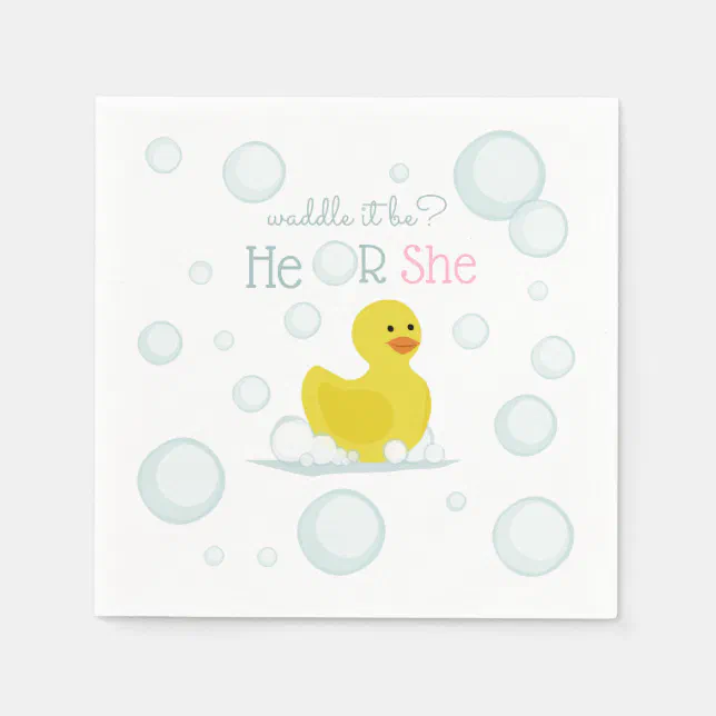 Rubber Duck Waddle It Be Gender Reveal Napkins Zazzle