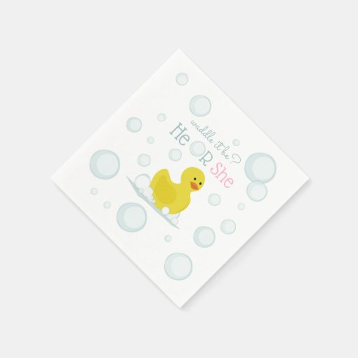 Rubber Duck Waddle It Be Gender Reveal Napkins Zazzle