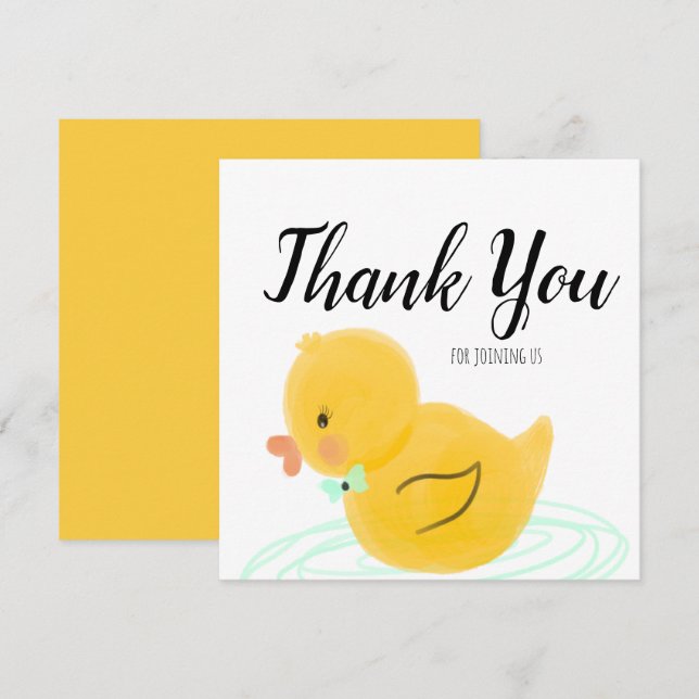 Rubber Duck Watercolor Baby Shower Thank You  (Front/Back)