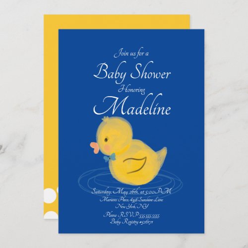 Rubber Duck Watercolored   Baby Shower Invitation