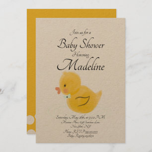 Rubber Duck Watercolored Baby Shower Rustic Invitation