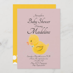 Rubber Duck Watercolored Blush Baby Shower Invitation