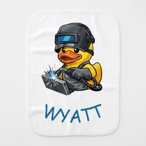 Rubber Duck Welder Baby Burp Cloth