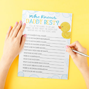 Rubber Duck Who Knows Daddy Best Baby Game Pack Notepad