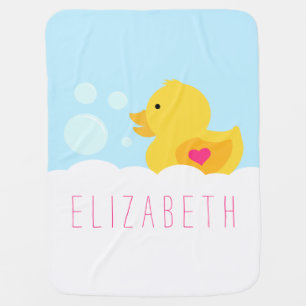 Rubber Duck With Pink Heart Baby Blanket