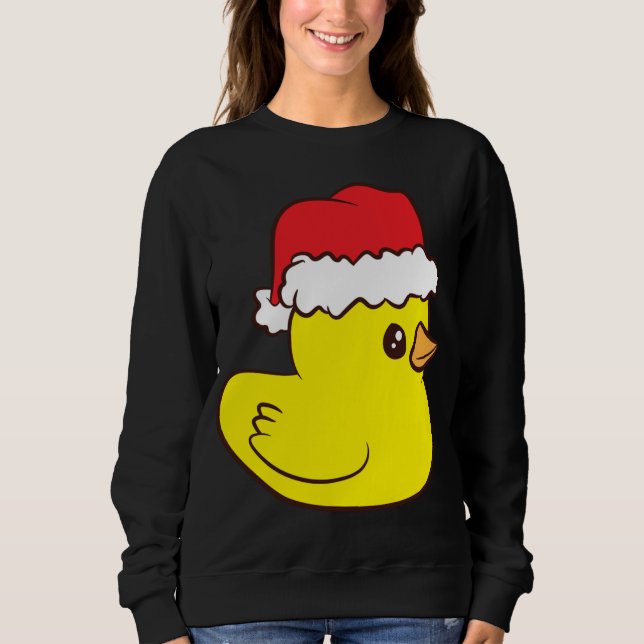 Rubber Duck With Santa Hat Cute Rubber Duck Christ Sweatshirt (Front)