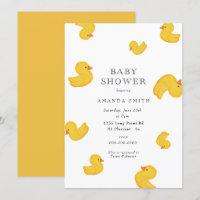 Rubber Duck Yellow Rub A Dub Dub Baby Shower Invit