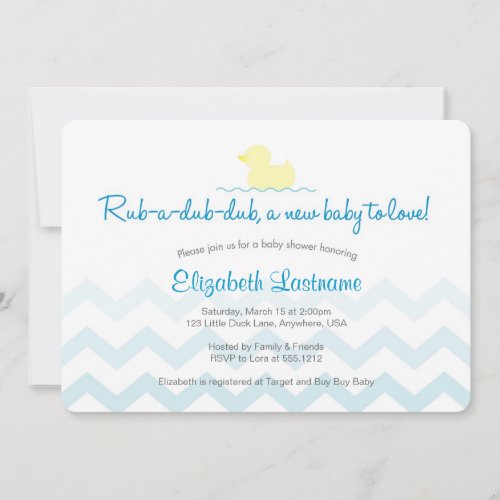 Rubber Duckie Baby Shower Invitation