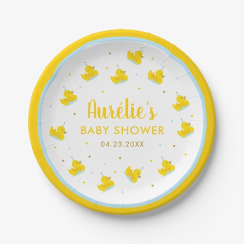 Rubber Duckie Baby Shower Paper Plate