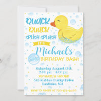 Rubber Duckie Birthday Invitation, Rubber Ducky