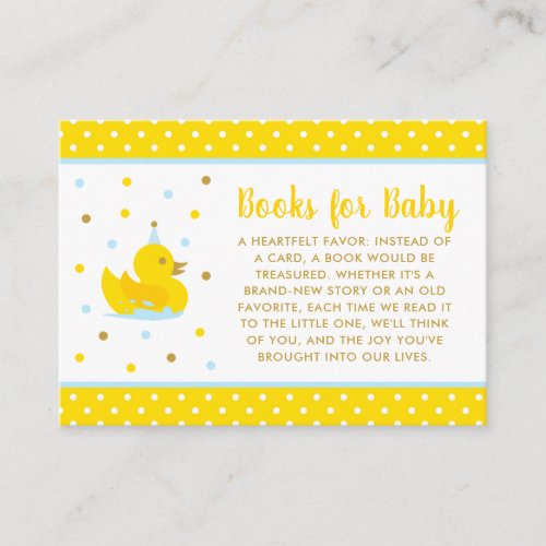 Rubber Duckie Books for Baby Enclosure Card