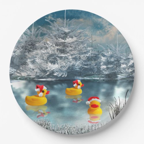 Rubber Duckie Christmas Paper Plates