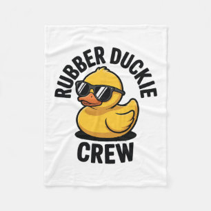 Rubber Duckie Crew Boat Pontoon Funny Rubber Duck Fleece Blanket