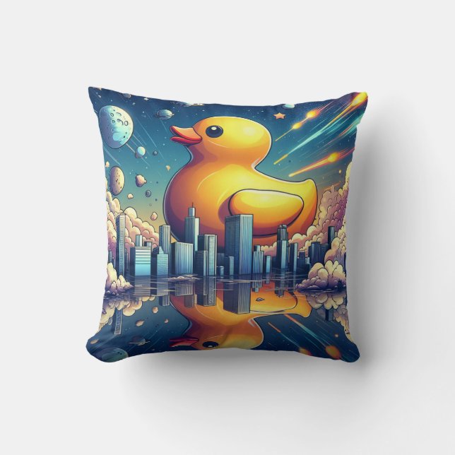 Rubber Duckie Duck  Throw Pillow (Front)