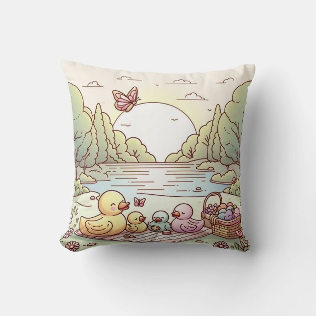 Rubber Duckie Duck  Throw Pillow (Front)