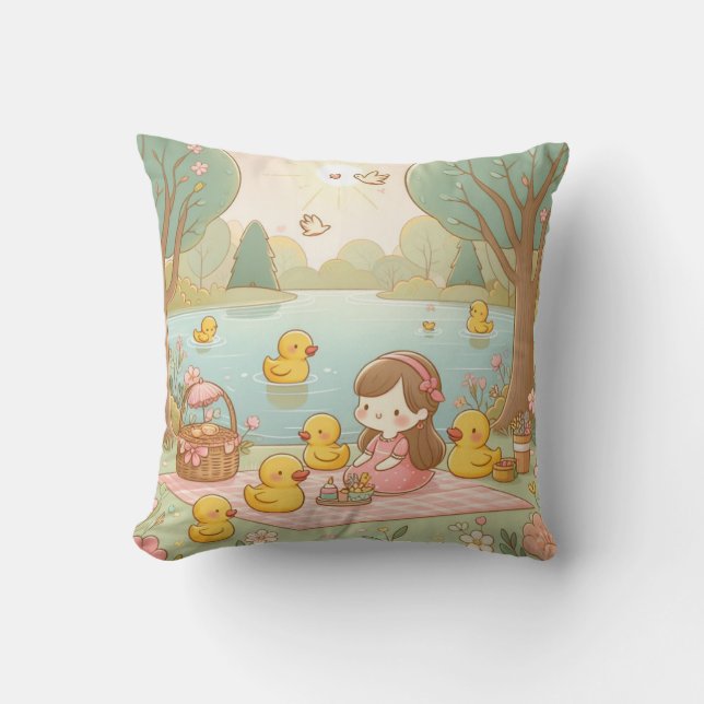 Rubber Duckie Duck  Throw Pillow (Front)