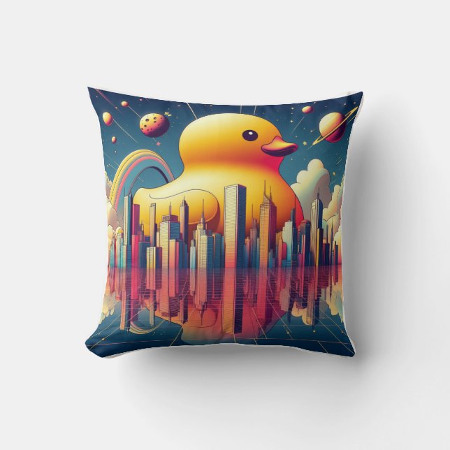 Rubber Duckie Duck  Throw Pillow (Front)