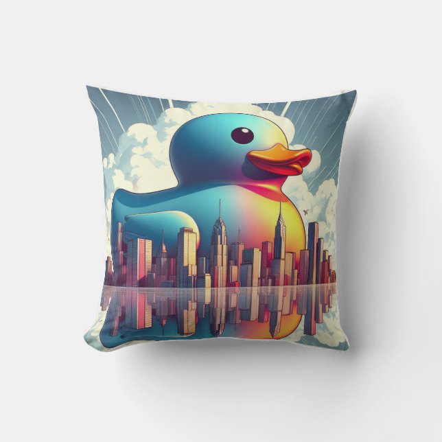 Rubber Duckie Duck  Throw Pillow (Front)