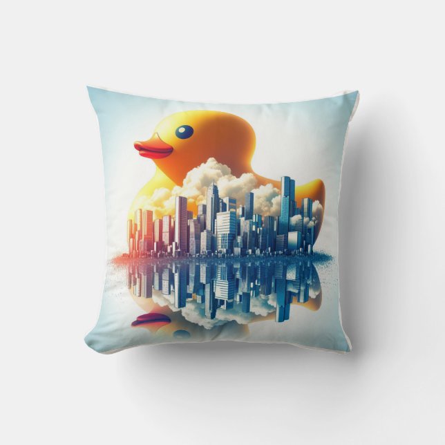 Rubber Duckie Duck  Throw Pillow (Front)