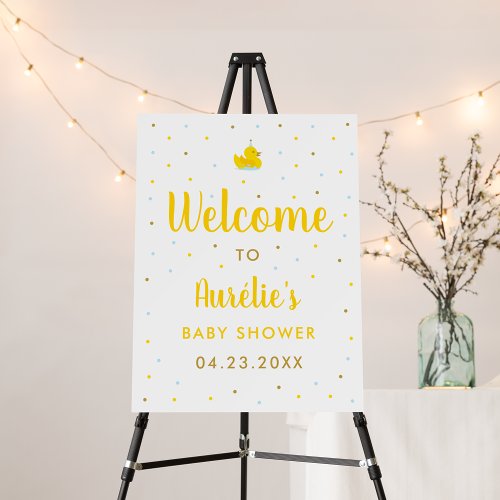 Rubber Duckie Polka Dot Baby Shower Welcome Sign