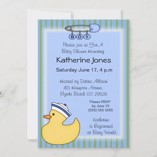 Rubber Duckie Shower Invitations