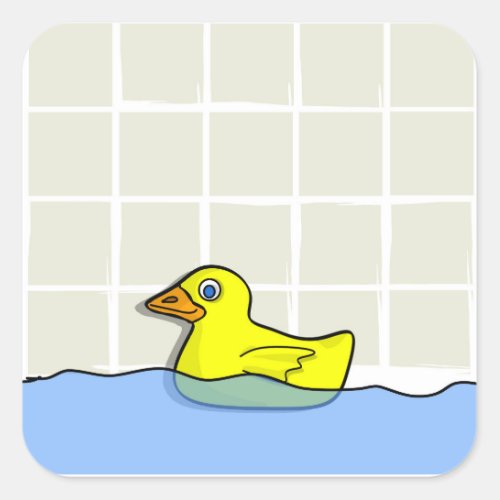 Rubber Duckie Square Sticker  Seal  Decal