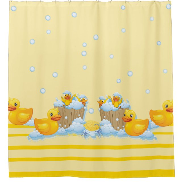 Rubber Duckie with Bubbles Shower Curtain (Front)