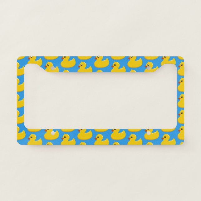 Rubber Duckies Pattern | Quirky Fun Bathtub Friend License Plate Frame (Front)