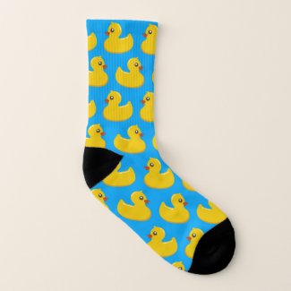 Rubber Duckies Pattern Yellow and Blue Happy Socks