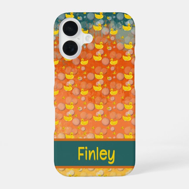 Rubber ducks and bubbles pattern iphone case (Back)