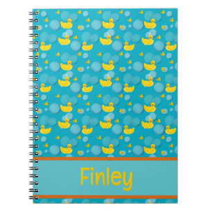 Rubber ducks and bubbles pattern notebook