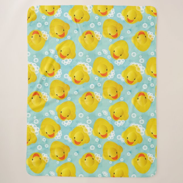 Rubber Ducks Bath Pattern Sherpa Blanket (Front)