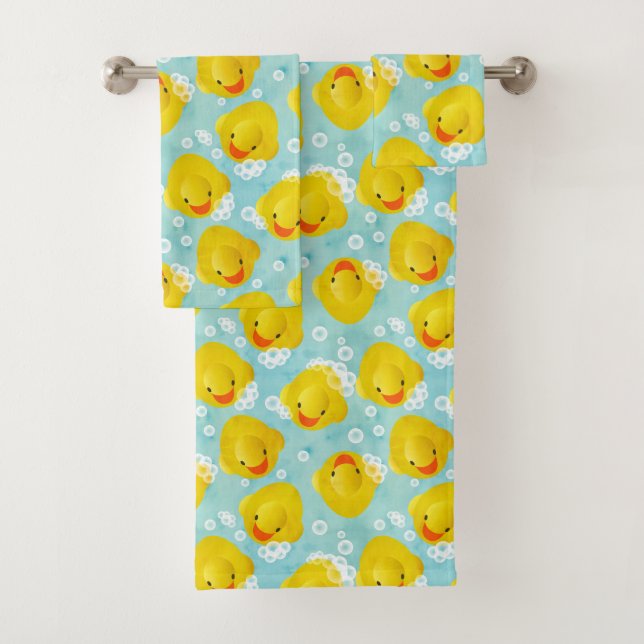 Rubber Ducks Bath Pattern Towel Set (Insitu)