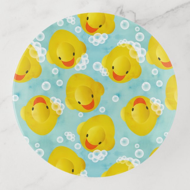 Rubber Ducks Bath Pattern Trinket Tray (Front)