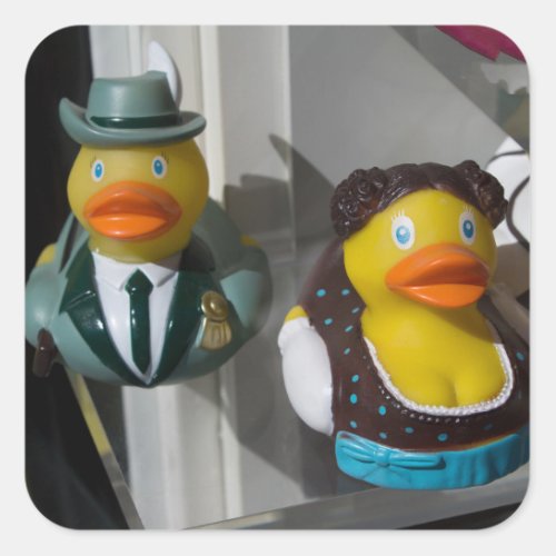 Rubber Ducks In Traditional Costumes Square Sticker