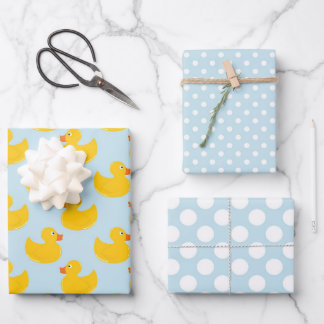 Rubber Ducks Matching Patterns Wrapping Paper Sheets