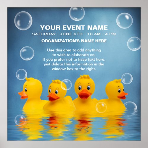 RUBBER DUCKS SWIMMING WATER_ POSTER  _ PERSONALIZE