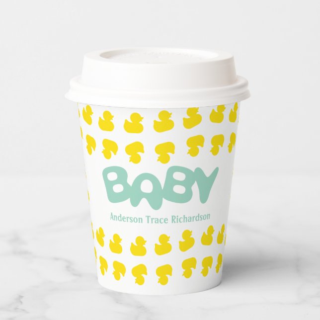 Rubber Ducks with Baby Name Paper Cups (Left)