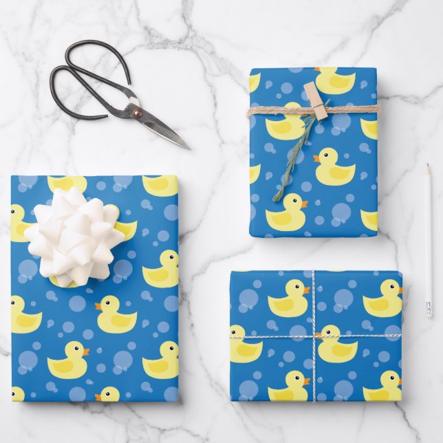 Rubber Ducks Wrapping Paper Sheets (Front)