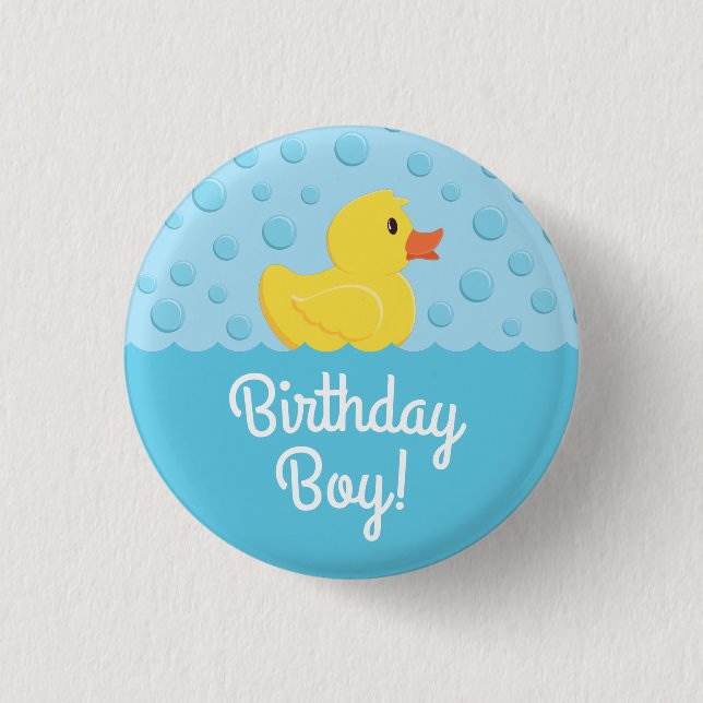 Rubber Ducky 1st Birthday Party Kids Baby Button (Front)
