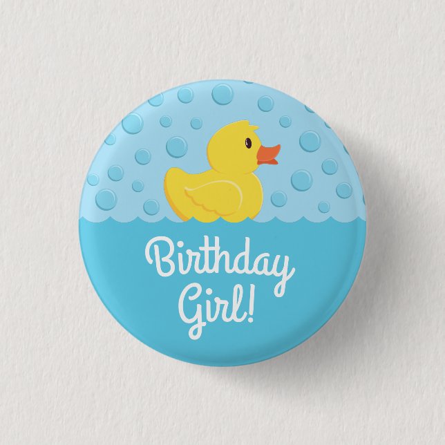 Rubber Ducky 1st Birthday Party Kids Baby Button (Front)