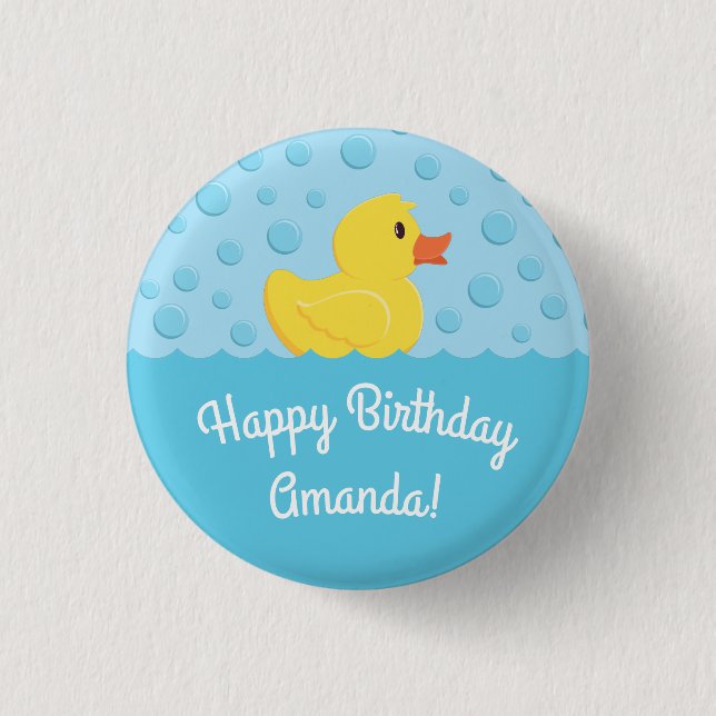Rubber Ducky 1st Birthday Party Kids Baby Button (Front)
