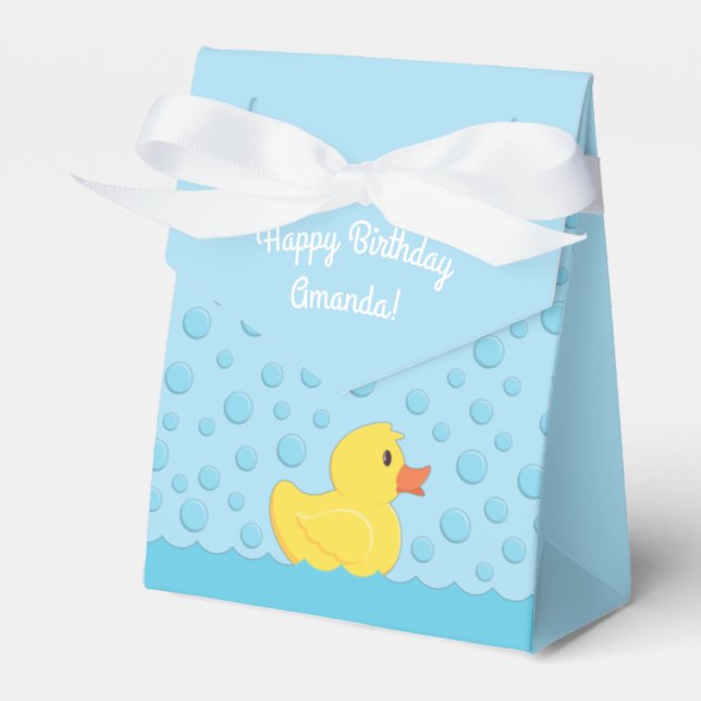 Rubber Ducky 1st Birthday Party Kids Baby Favor Boxes (Front Side)