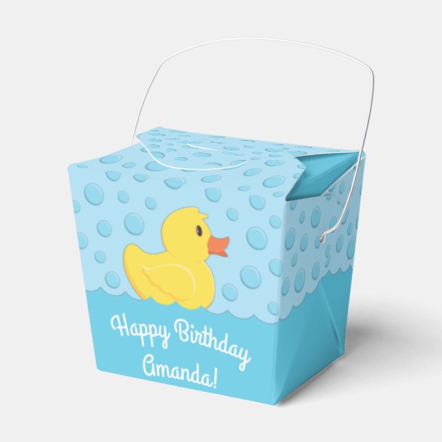 Rubber Ducky 1st Birthday Party Kids Baby Favor Boxes (Front Side)